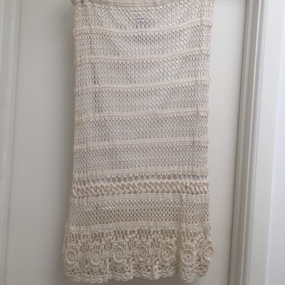 Crochet cream work skirt